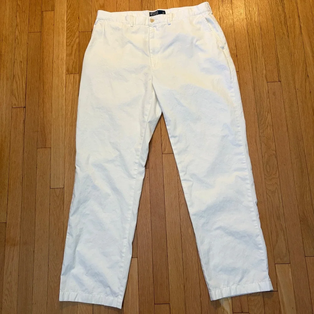 Polo Ralph Lauren Chino Pants Mens 36x34 White Flat Front Cotton Straight Fit
